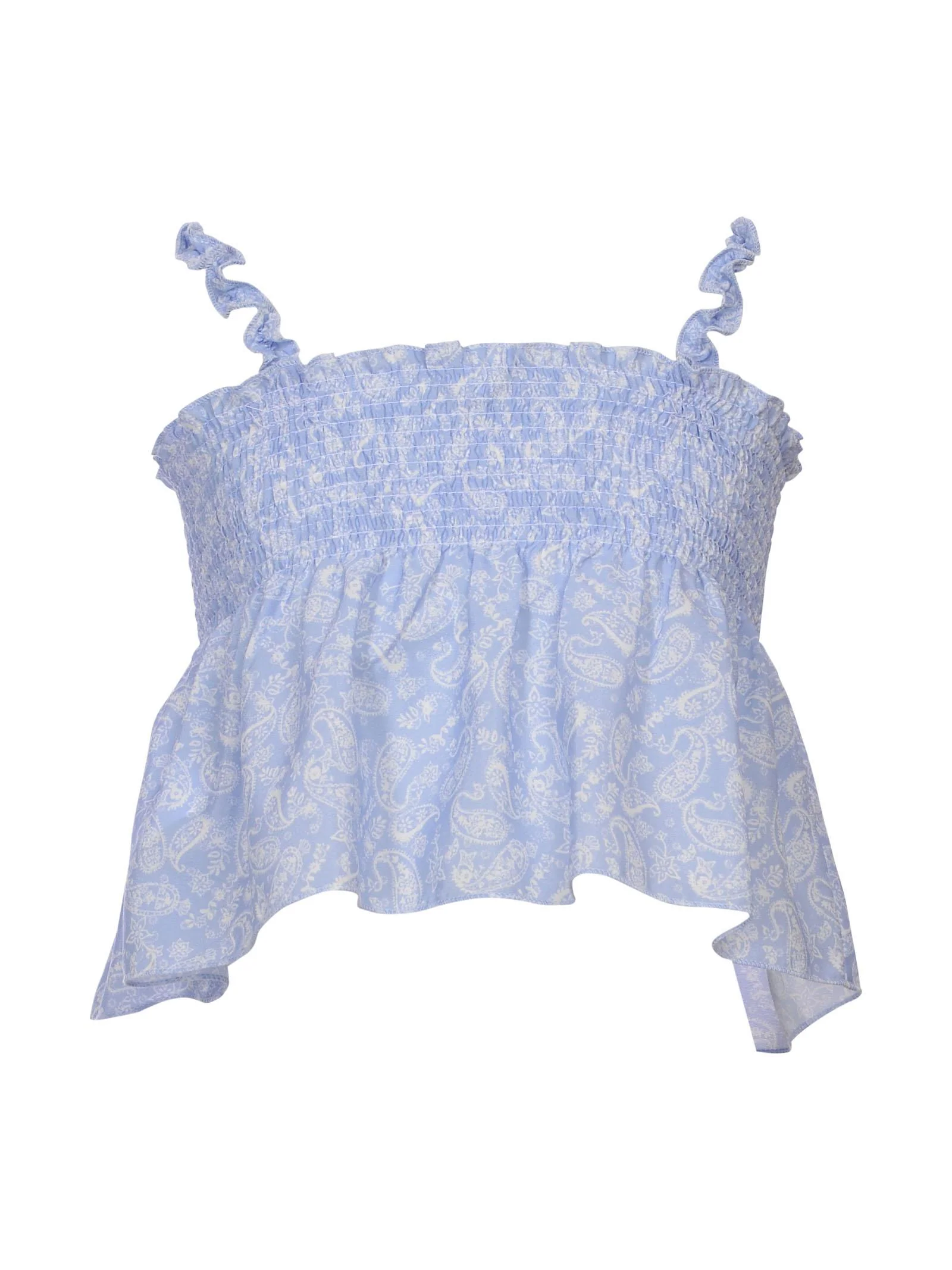 Top azzurro paisley