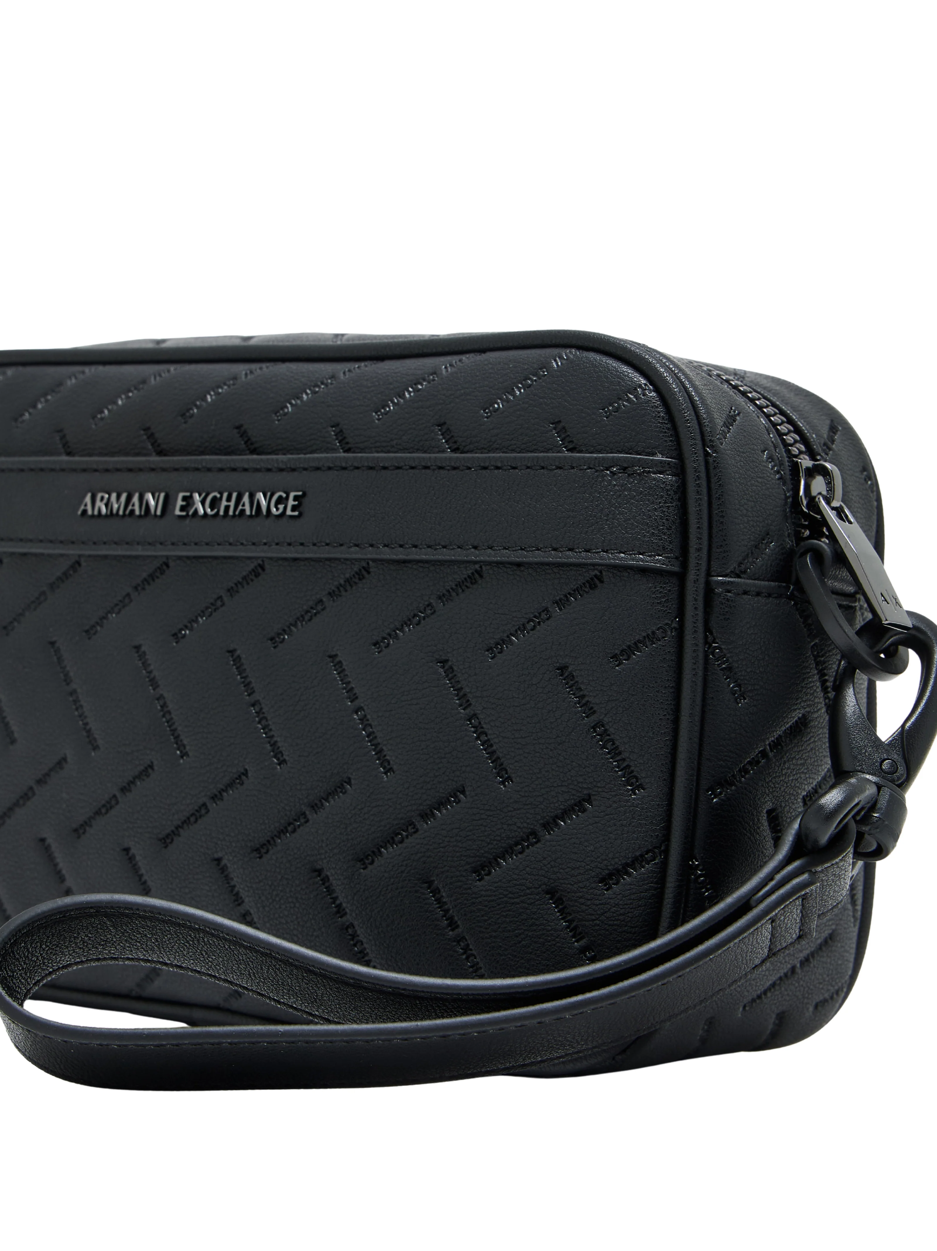 Pochette Armani Exchange nera con logo ripetuto impresso - Image 3