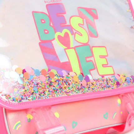 Zaino Billie Blush rosa con paillettes e scritta "Best Life" - Image 5