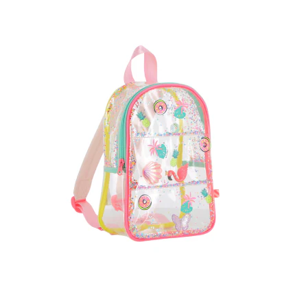 Zaino Billie Blush trasparente con conchiglie e fenicotteri - Image 2