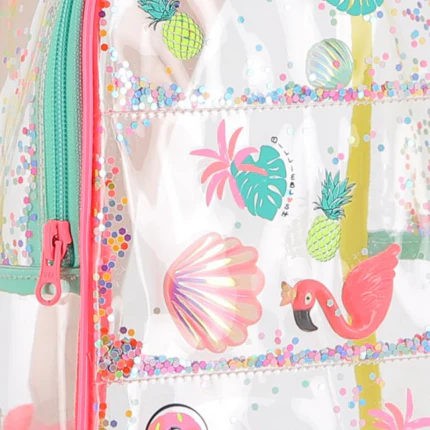 Zaino Billie Blush trasparente con conchiglie e fenicotteri - Image 4